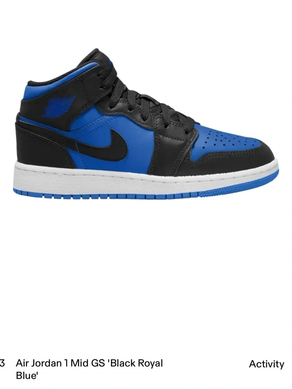Nike Kids Air Jordan 1 Mid GS Black Royal  Blue 7Y